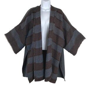 IC By Connie K Open Cardigan‎ Kimono Small Oversized Lagenlook Striped